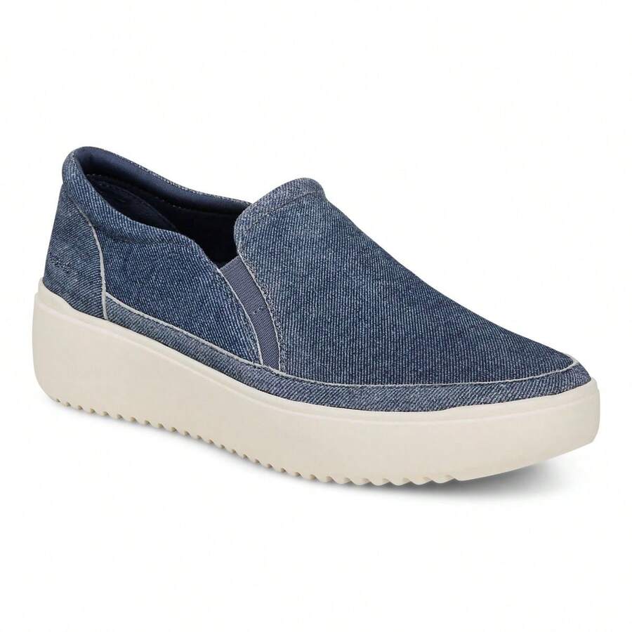 Vionic Women's Kearny Platform Slip On Sneakers - Shoes For Woman - Women's Black Shoes - Women's White Shoes - Fashionable Flats - 牛仔藍絨面革 - 查看 1