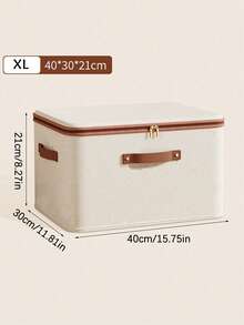1pc Beige Linen Fabric Zipper Storage Box With Lid - Foldable, Washable, Suitable For Wardrobe Storage Box, Clothes, Underwear, Socks, Lingerie, Suitable For School Supplies, School Accessories Household Use