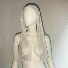 1 Pc New Mesh Sparkling Diamond Fishing Net Scarf Headscarf Two Wearing Personalized Scarf - trắng - Xem 1