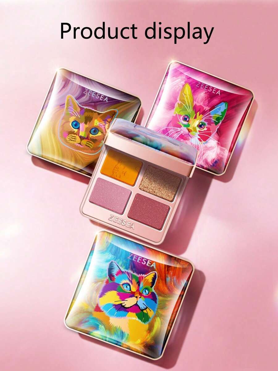 Zeesea لوحة ظلال العيون بألوان حيوانية 4 ألوان، سهلة التطبيق والمزج، صبغة طويلة الأمد - X07 سيدة ريترو - مشاهدة 1