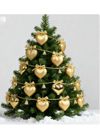 New Colorful Heart-Shaped Christmas Ornaments, Unique Christmas Balls, Glossy & Matte Decorative Accessories