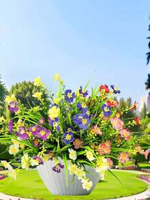 5 قطع/10 قطع من النباتات الاصطناعية متعددة الألوان مع ثمار وأزهار البابونج الصغيرة، ديكور منزلي نباتات خضراء مزيفة، مناسبة لعيد الميلاد، عيد الحب، عيد الأم، عيد الأب، عيد الفصح