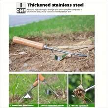 1pc Stainless Steel Manual Weeding Tool, Hand-Operated Root Removal Tool For Dandelions And Weeds, Efficient Gardening Puller For Home, Yard, Lawn, Patio