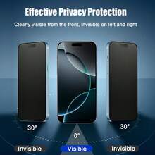2pcs/Set Matte Privacy Screen Protector Compatible With Iphone(1PC) + 3D Camera Lens Protector(1PC), Providing Double Protection, Frosted Anti-Spy, Frosted Anti-Peeping, Protecting Privacy, Full Coverage Compatible With Iphone 17/16 Pro Max Series - 1+1 - View 3