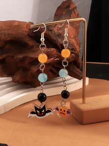 Boucles d'oreilles en perles de verre personnalisées pour Halloween, couleurs aléatoires, images personnalisables de famille, amis, idoles, porte-clés transparent double face. Convient pour l'anniversaire, les rassemblements familiaux, la Saint-Valentin, parent-enfant, couple, célébration d'anniversaire, cadeau pour maman, papa, amis, petit ami, petite amie, port quotidien