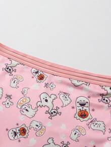 Dircho 2pcs Women Gothic Halloween Skulls Print Contrast Binding Boyshorts, Comfy & Soft & Elastic Waist Intimates Panties, Women's Lingeries & Underwear - Multicolor - View 2