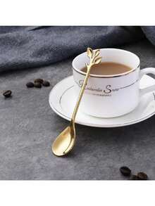 6 pièces Cuillères à café en acier inoxydable, cuillères en acier inoxydable dorées créatives et personnalisées, set de couverts pour café, thé et dessert, cuillères à mélanger