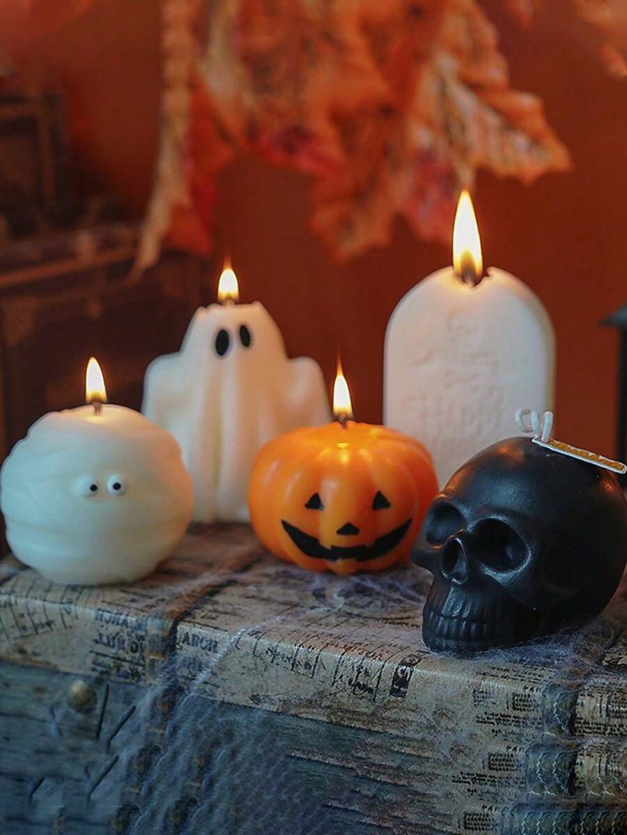 1 Stück Halloween Serie Kürbis, Schädel, Mumien geformte duftende Kerze, geeignet für Heimdekoration, Party, Tischdekoration, Geschenk, Abendessen, Bankett/Party, Entspannung/Meditation, Stimmungsbeleuchtung