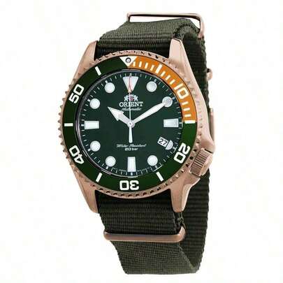  ORIENT Diving Series Herr Automatisk Mekanisk Klocka 200 Meter Vattentät Simning Lysande Kalenderklocka Nylon Grön Orange Mekanisk Herr RA-AC0K04E10B