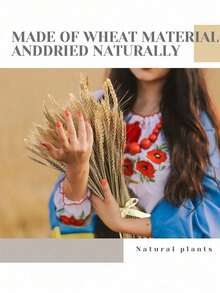 干麦花束、干麦秆、天然干麦秆花束、人造干麦秆装饰、农舍装饰、波西米亚风农舍DIY丰收花环、100%天然小麦、咖啡桌装饰,适用于婚礼、家居、餐桌、约会、乡村派对、秋季装饰 - 黃色 - 查看 6