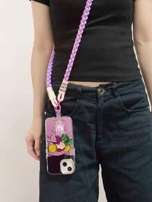 Pink Sea Turtle Pendant Phone Case With Detachable Strap, Crossbody Chain, Versatile For All Phones