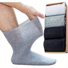 4-Pack Diabetic Crew Socks - Women & Men Loose Top Socks - Extra Wide Non-Binding Top, Elastic Opening For Easy On/Off - Neuropathy And Peripheral Neuropathy Care - Soft Breathable Fabric - Swollen Feet, Edema, Toe Bone - Elderly, Pregnant, Post-Surgery - Unisex - Everyday & Special Occasions - Value Pack, Elderly Footwear, Comfortable Fit, Durable Construction, Shoes, Elderly Care - Multicolor - View 8