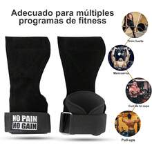 Calleras Crossfit, Calleras de Cuero Unisex con Muñequera Ajustable, para Gimnasio, Entrenamiento, Halterofilia, Etc. - Negro - Ver 7