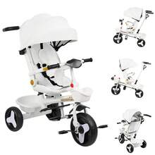 Children's Tricycle With Wraparound Seat, Can Sit Or Lie Down, Multifunctional Stroller, Spacious And Comfortable, Sunproof, 100 * 75 * 50 Cm - 白色 - 查看 1