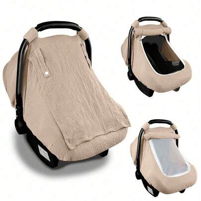 1 件婴儿汽车座椅套、夏季婴儿汽车座椅套（男孩女孩适用，带透气窗户）、轻便婴儿汽车座椅遮阳篷（婴儿通用蓝色防尘罩）、全纱布防护罩、婴儿推车防风网、防蚊罩、窗户型