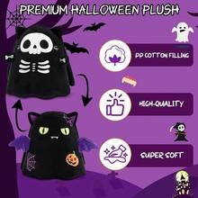 Reversible Ghost Plushie - Angry & Scared - 10 Inch Sensory Toy - 骷髏貓和蝙蝠 - 查看 6