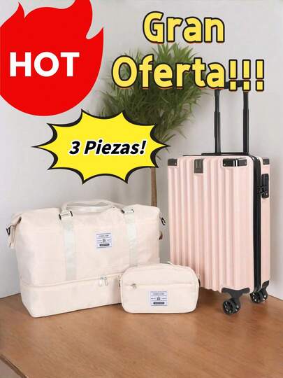 Conjunto de bagagem de 3 peças (mala + bolsa de bagagem + bolsa de higiene pessoal) unissex, rodas silenciosas de 20 polegadas, essencial para viagens de negócios/escola/férias/estudos no exterior, grande capacidade para armazenar roupas molhadas separadamente, com ganchos e hastes de puxar, estrutura leve e rígida com cadeado TSA, presente de Natal, presente de Dia dos Namorados, presente de Ano Novo, presente para estudantes, presente para mulheres, presentes para homens, presentes para mães.