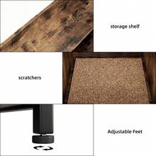 Recinto para arenero de gatos con estantes, mueble grande oculto con ruedas fijables, sino que también se puede usar como estantería y organizador en la sala de estar, el dormitorio, el lavadero, etc. para mantener su hogar ordenado y cómodo.almacenamiento de madera para baño de gatos, mueble para casa de interior, marrón rústico - Marrón - Ver 6