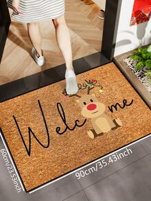 1 tấm thảm chùi chân họa tiết tuần lộc cười vui nhộn chào mừng Giáng sinh, thảm sợi polyester có thể giặt được theo phong cách ngày lễ, thích hợp cho phòng khách, nhà bếp, phòng ngủ, lối vào, trang trí nhà cửa, trang trí phòng, đồ trang trí Giáng sinh cho mọi mùa, đồ trang trí Giáng sinh cho nhà - Màu vàng - Xem 14