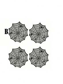 1 件万圣节黑色蕾丝蜘蛛网壁炉斗篷围巾套装，节日派对装饰，万圣节派对气氛道具