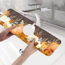 1 Stück Herbst Ernte Festival, Kürbis wassersparende Ausguss-Abtropfmatte, Tischset, Badezimmer Diatom-Schlamm Absorptionsmatte, rutschfeste und schimmelresistente Arbeitsplatten-Matte für den Haushalt.