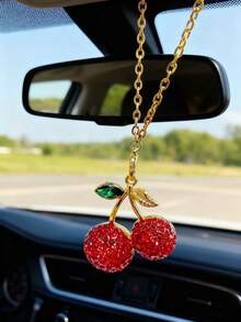 1pc Red Cherry Fashionable Car Interior Decor, Car Hanging Decoration, Car Ornament, Car Accessory, Women's Car Tray - one-size - View 15