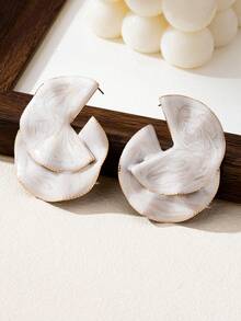 1 Pair Fashionable Versatile Geometric Metal Stud Earrings - White - View 2