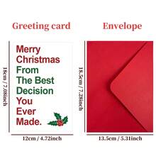 1 Set Christmas Greeting Cards, Funny Christmas Card For Husband Or Boyfriend - "Best Decision Ever" Humorous Holiday Greeting - Unique Christmas Gift, Perfect Choice For Lovers, Couples And Partners - Unforgettable Holiday Surprise - Single Piece - View 4