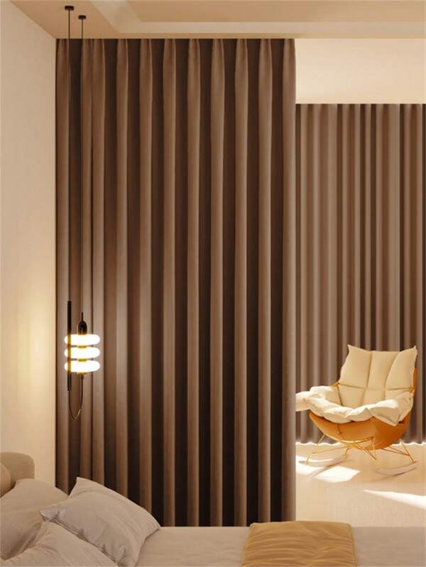 1pc Solid Color Modern Rayon Blackout Curtain, Rod Pocket Design, Suitable For Living Room And Bedroom - Sheer And Light Filtering Curtain, Living Room Curtain, Bedroom Curtain