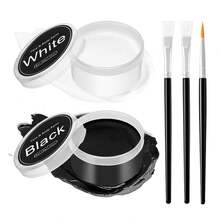 QIUFSSE Black And White Face Body Paint With Brushes Halloween Face Paint Makeup Kit Oil Based Face Painting Kit ForHalloween SFX Makeup Cosplay Skull Clown Art Theater - Sơn mặt hộp mềm đen trắng - Xem 8