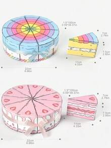 10pcs Cute Creative Cake Shaped Gift Boxes, Pink Strawberry, Blue Rainbow, Bow Ribbon Decor, Cake Surprise Blind Box, 10 Wedge Boxes Forming A Cake Shape, Each Box Contains A Different Surprise Gift, Perfect For Birthday Party, Important Occasions, Back To School Gifts And Holidays - Multicolor - View 2