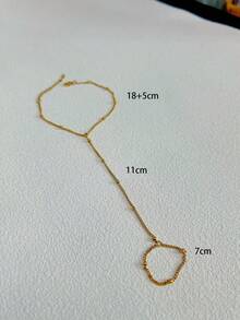 1 件 18K 镀金不锈钢圆球链环手指手链，时尚性感（珠子数量随机） - 金色 - 查看 6
