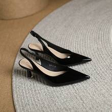 Summer Minimalist Slingback Pumps, Elegant Solid Color Stylish Stiletto High Heels, Comfort Pointed Toe Sandals, 2024 Summer Back To School Footwear, Walking Shoes For Women Office Siren Outfit, Valentine's Day, Gift For Her, Elegant Party Shoes - 香檳色 - 查看 3