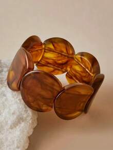 1 pieza Pulsera de mujer con cuentas y estampado de teñido anudado colorido, accesorio de uso diario, adecuado para primavera/verano