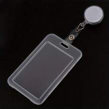 Transparent PET Card Holder Set With Retractable Clip, Durable Student/Teacher Pass, Key Card, Driver's License ID Badge Reel - Transparent Protective Case - Transparent Orange - View 5