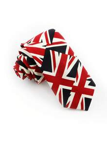 1 pieza Corbata de hombre con patrón geométrico rojo, negro y amarillo, elegante y minimalista