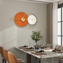 LYNICESHOP Wall Clock JT2117 Small Size [80X35CM] Simple Model Without Battery31.5'' Large Wall Clocks For Living Room Decor Modern Decorative Art Clock Silent Non Ticking Battery Powered Metal Wall Decor Clock Orange Gold Metal Unique Wall Clock - trái cam - Xem 1