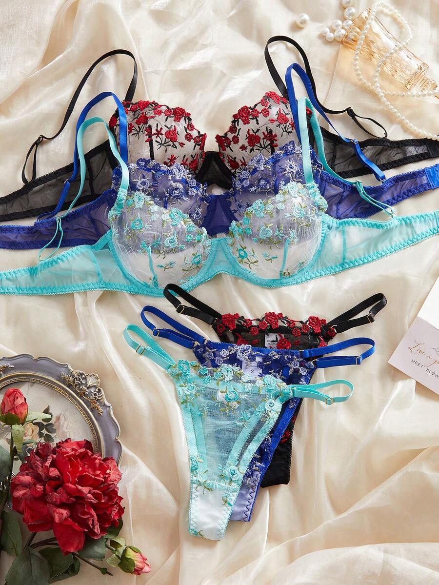 Women's Sexy Lingerie 3 Pieces Set, Mixed Color, Sexy And Bold Women's Bra Set - 彩色 - 查看 1