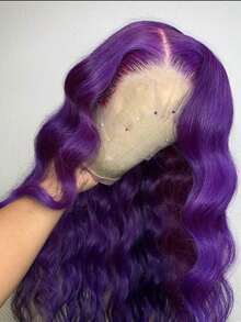 Dark Purple 13x4 HD Transparent Lace Frontal Wigs Human Hair 200 Density Body Wave Lace Closure Wigs Human Hair Put On And Go Glueless Wigs Human Hair Pre Plucked With Baby Hair Water Wave Human Hair Wig For Women Beginners - 紫色 - 查看 2