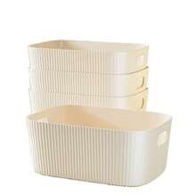 1 件/2 件/3 件 3 种尺寸塑料收纳盒/篮子,用于桌面零食、杂物、化妆品等,适合在宿舍、厨房整理,矩形形状 - 白色 - 查看 4