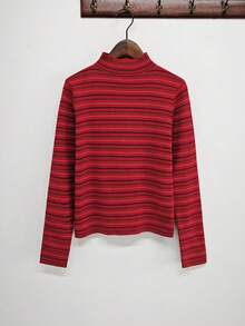 DEAR MOLLY Weihnachten gestreifter figurbetonter Langarm Rundhals Strickpullover, Damen elegante Mode Lässig vielseitige Strickware geeignet für Weihnachten, Silvester Party, Boho-Stil Winteroutfit, Valentinstag Geschenk