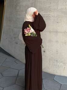 1pc Elegant Muslim Robe Robe, Soft & Comfortable For Daily Wear, Versatile Classic Abaya - Multicolor - View 21