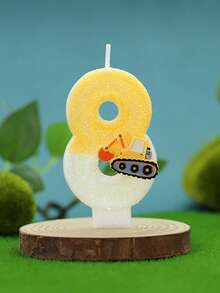1件裝挖掘機閃爍數位生日蛋糕蠟燭，生日慶祝用，含0-9數字與字母 - 彩色 - 查看 17