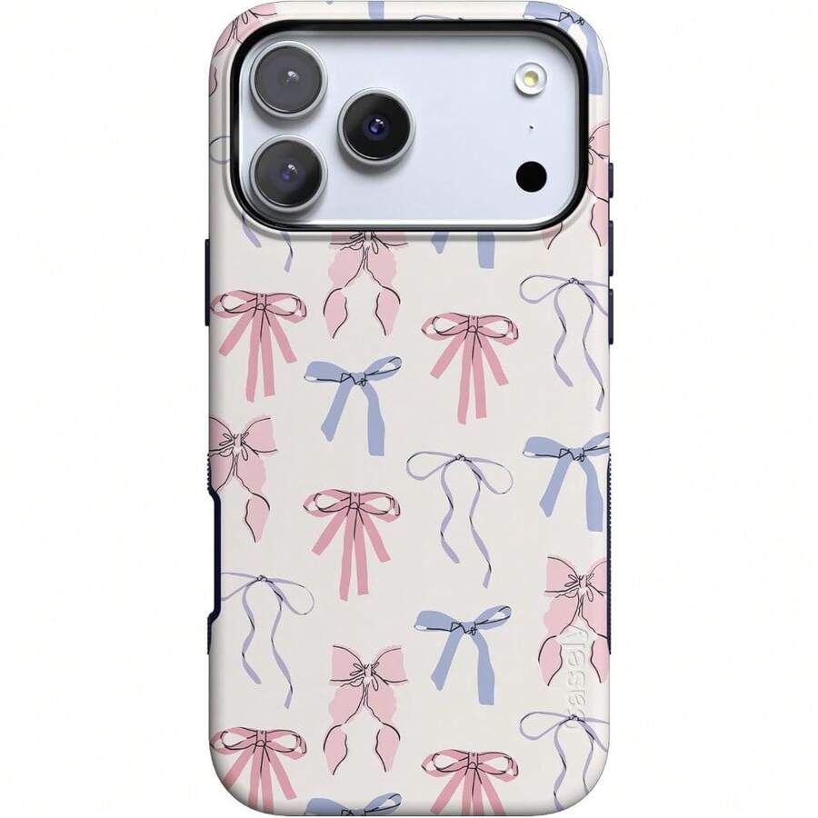 1PCS New Arrival Blue And White Star Bow Tie Colorful Niche Unique Two-In-One Dual-Layer Protective Case, Matte-Finish Full-Cover Phone Case, Durable, Shock-Resistant, And Stylish, Compatible With IPhone 17 Pro Max/17 Plus/17 Pro/17 Air/16 Pro Max/16 Plus/16 Pro/X/XS/XR/XS Max/11/11 Pro/11 Pro Max/12/12 Pro/12 Pro Max/13/13 Pro Max/14/14 Pro Max/15/15 Pro Max, Compatible With Samsung Galaxy S25/S25 ULTRA/S24/S23/A56/A55/A54/A53/A52/A36/A35/A34/A26. A Stylish And Innovative Design, Perfect As A Gift For Friends, Family, Or Couples For Christmas Or Halloween. - FL粉紅藍蝴蝶結 FL pink blue bow - 查看 1