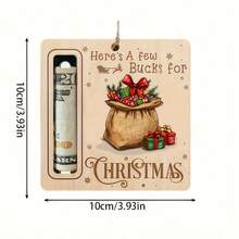 5/1 pièce Décoration d'arbre de Noël en bois - Sac à argent de Père Noël et de renne pour arbre de Noël avec fente pour l'argent, ornement suspendu pour la décoration de l'arbre de Noël, la décoration de la maison, la fête de Noël, l'événement de Noël, l'ornement thématique de Noël, la décoration de fête de Noël, Joyeux Noël, cadeau de Noël, décoration de Noël, cadeau pour les amis et la famille