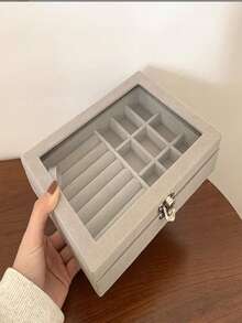 1PC Jewelry Box ,Jewelry Organiser,Transparent Jewelry Storage Box Stylish Organizer For Earrings Bracelets Necklaces Clear Accessory Box Women Jewelry Holder Display Case Fashionable Storage Solution