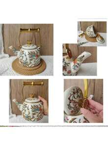 1pc Vintage Enamel Drip Coffee Pot, Household Teapot, Cold Water Pot, Oil Pot, Tea Pot, Milk Tea Pot, Household Manual Drip Coffee Pot, Enamel Water Pot, Heat-Resistant Tea Enamel Pot, Enamel Coffee Pot, Thick Enamel Oil Pot, Retro Restaurant Tea And Water Pot, Milk Tea Pot, Multi-Capacity Teapot 1.5L - Multicolor Teapot - View 5
