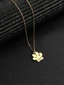 1pc Can Be Customized Engraved Multiple Cat Paw Name Necklace, Stainless Steel Jewelry, Custom Necklace, Women's Necklace, Name Necklace, Gold Necklace And Silver Necklace, Customizable Things, Personal Decorations, Cat Nameplate Necklace, Commemorative Items For Pet Lovers, Suitable For Halloween, Christmas, Birthday Gifts, Anniversary Gifts For Yourself And Family, Friends Or Pet Lovers Personalized Gifts