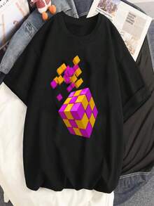 2025 Champion Tank Davis All Match American Fashion Brand Printed Men's And Women's Loose Summer Loose Short Sleeve T Shirt - 黑色 - 查看 1