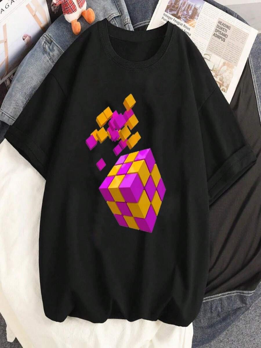 2025 Champion Tank Davis All Match American Fashion Brand Printed Men's And Women's Loose Summer Loose Short Sleeve T Shirt - 黑色 - 查看 1